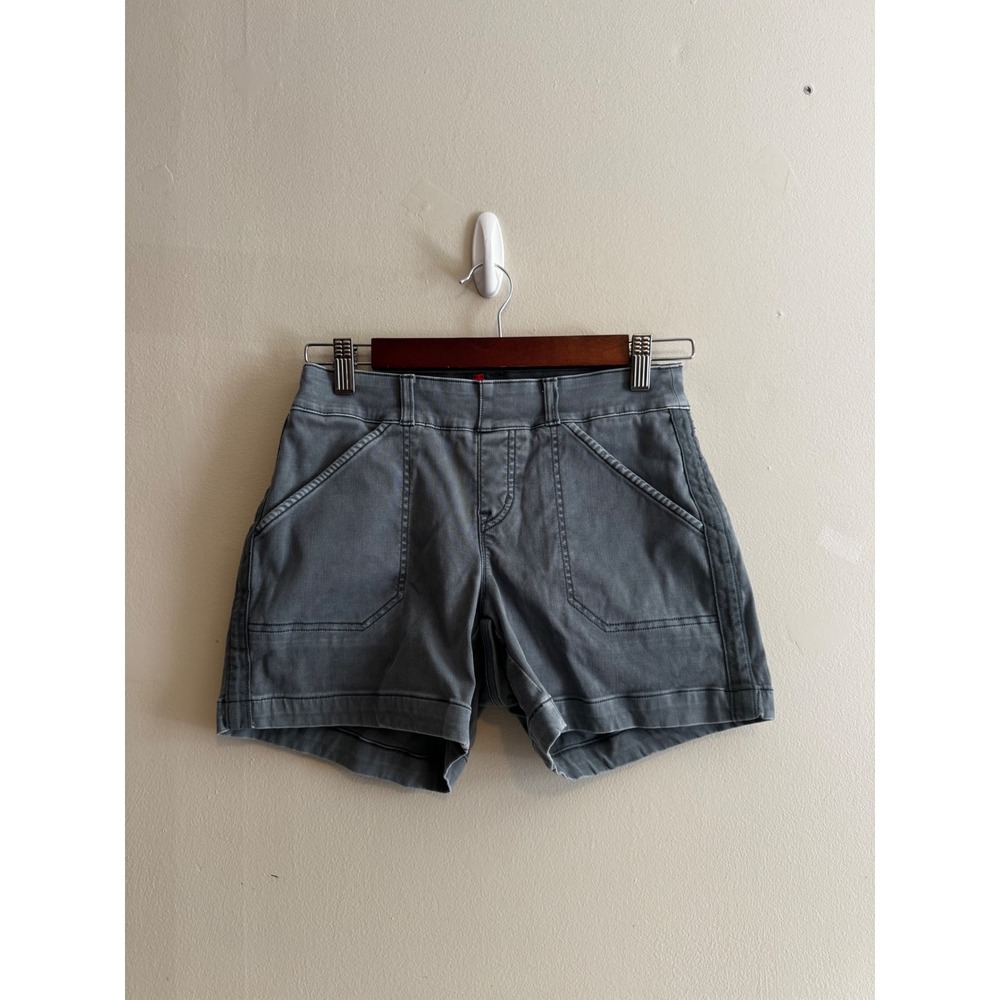 Spanx Stretch Twill Shorts Grey Athleisure Cotton Blend Gorpcore Minimalist